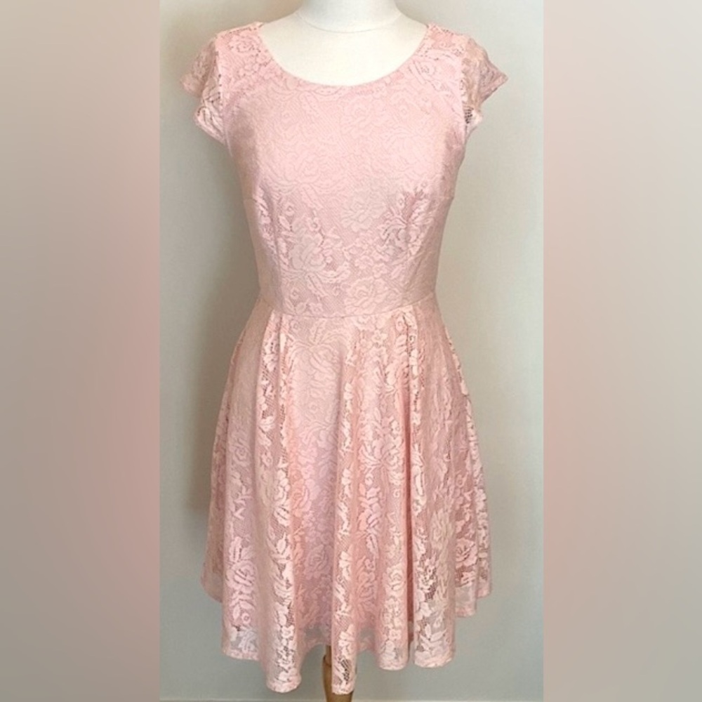 AGB Baby Pink Lace SZ 6 Soft Girl Whimsical Coquette Romantic Cottagecore Dress